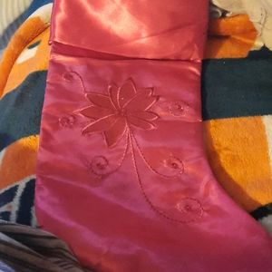 NWOT RED SATINY CHRISTMAS  STOCKING